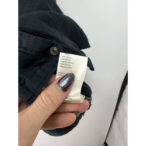 Pilcro Anthropologie Cotton Double Gauze Button Down Shirt 3X Black Minimalist - Picture 11 of 11